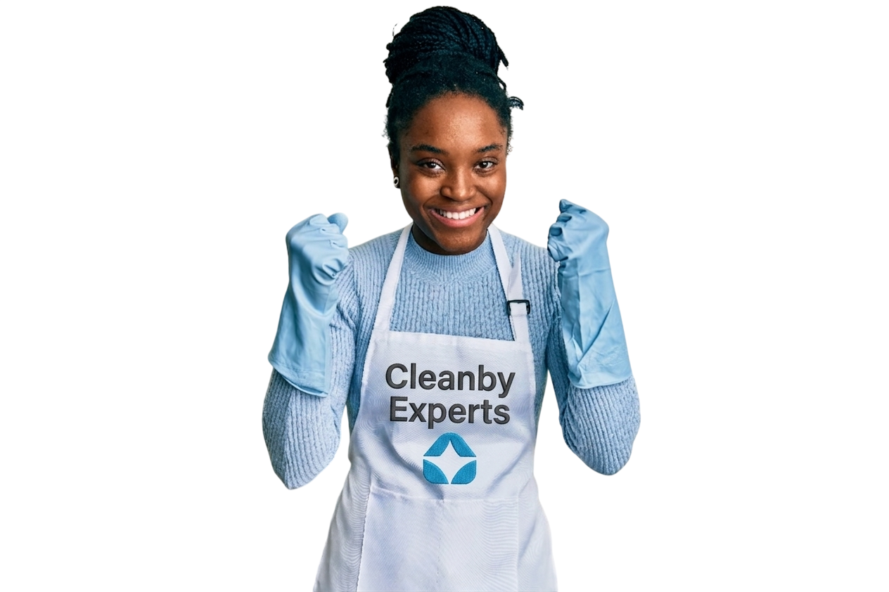 Professional cleaner steam cleaning office